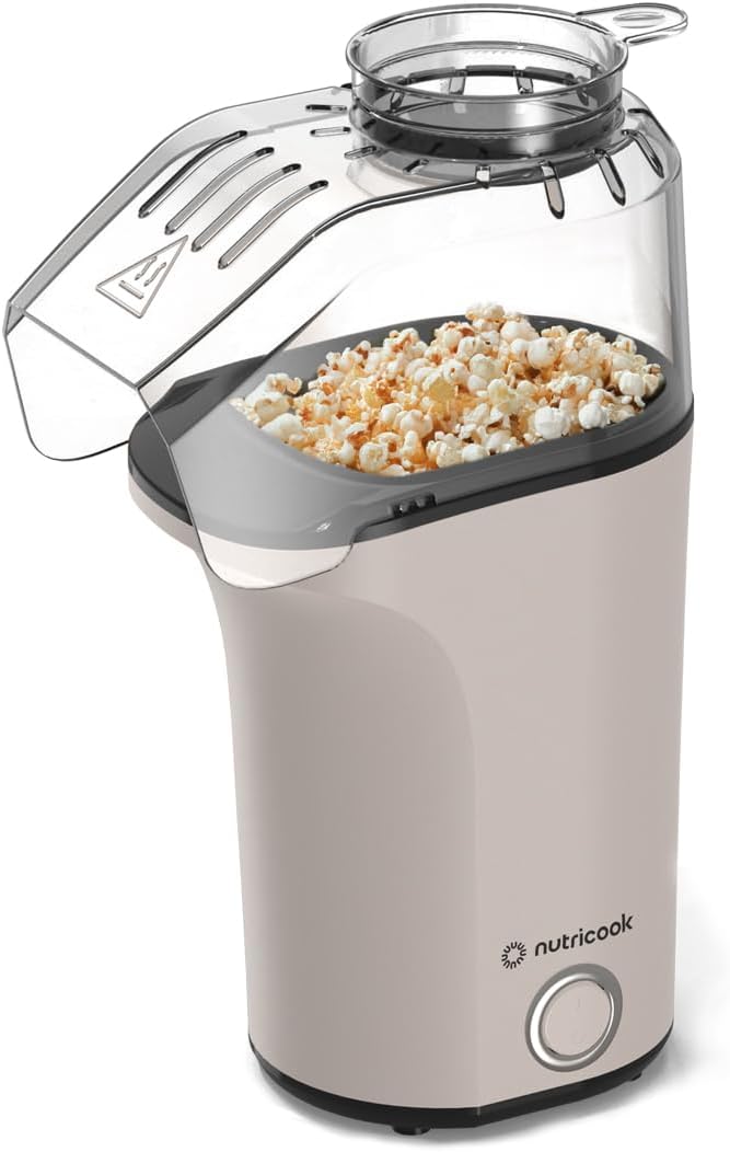 Nutricook Popcorn Maker | 16-Cup Oil-Free Hot Air Popper, Measuring Cup & Butter Melter – NC-PM150BG (Beige)