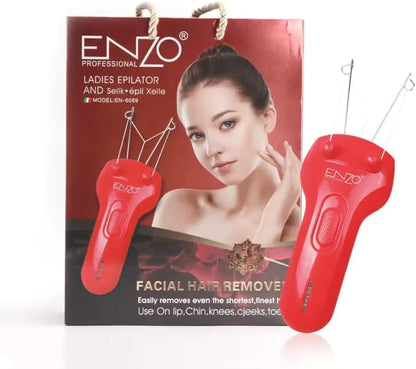 ENZO EN-6089 Electric Cotton Thread Body & Facial Hair Removal Epilator for Women - Precision Hair Removal with Gentle, Effective Results, 220-240V,(WHITE)