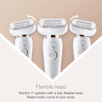 Braun Silk-Epil 9 Flex Epilator for Women, Flexible Head for Easier Hair Removal, Anti-Slip Grip & Pressure Control, Smartlight to remove finest hair, Waterproof, Deep Body Exfoliation Brush