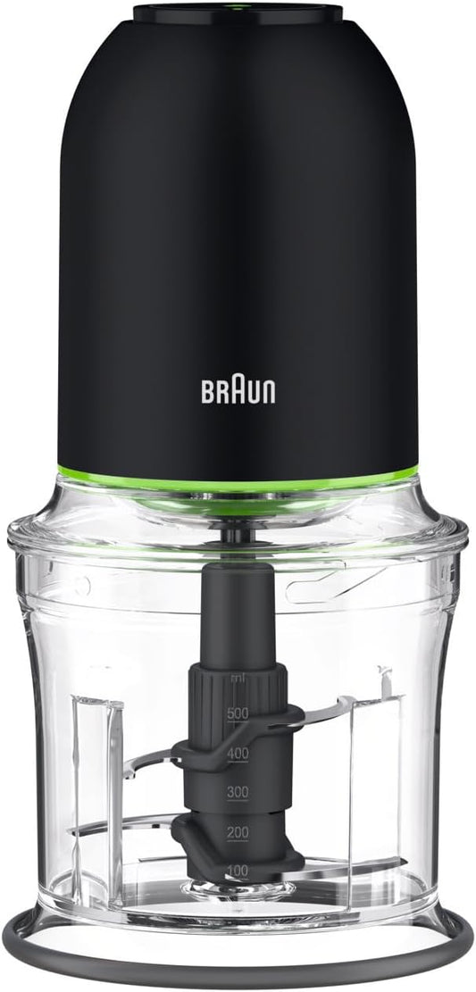 Braun MultiPractic 3 CH3011BK, Chopper with 4 Stainless Steel Blades, One Push Function, Ice Crusher, Dishwasher Safe, 500W, Black