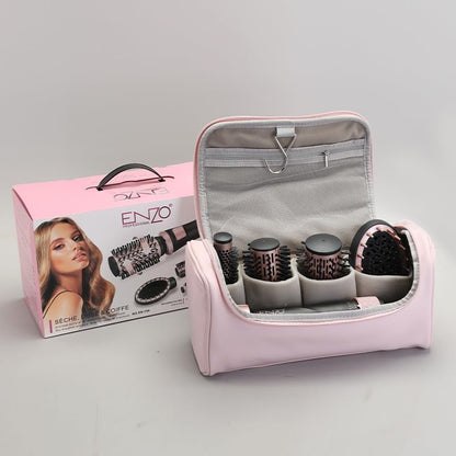 ENZO PROFESSIONAL EN-756 New 2025 Auto Multi Styling Set – 5-in-1 Hair Styler with Auto Rotating Technology, 3 Volumizing Brushes, Oval Massage Comb, Lightweight Motor With Soft Leather Travel Bag