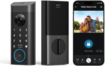 eufy Security Video Smart Lock E330, 3-in-1 Camera+Doorbell+Fingerprint Keyless Entry Door Lock, Smart Built-in Wi-Fi Deadbolt for Front Door, Auto Lock, 8 GB Built‑in Storage, Easy Installation