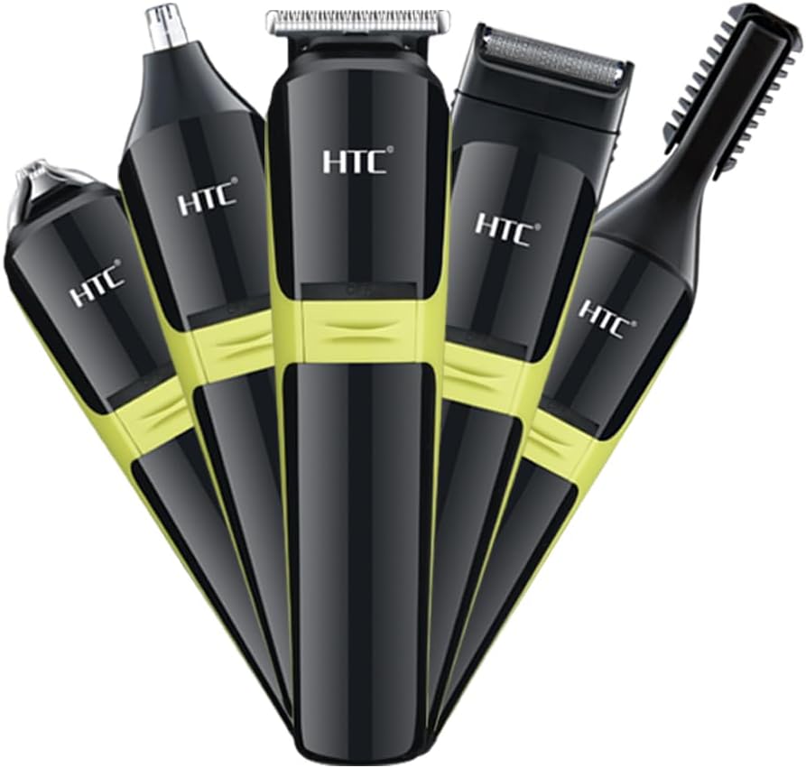 HTC Professional Hair Trimmer, 10-in-1 Multi-Grooming Kit, T-Blade Hair Trimmer, Body Trimmer, Nose and Ear Trimmer, Precision Hair Trimmer, Beard Trimmer Set for Men AT1326