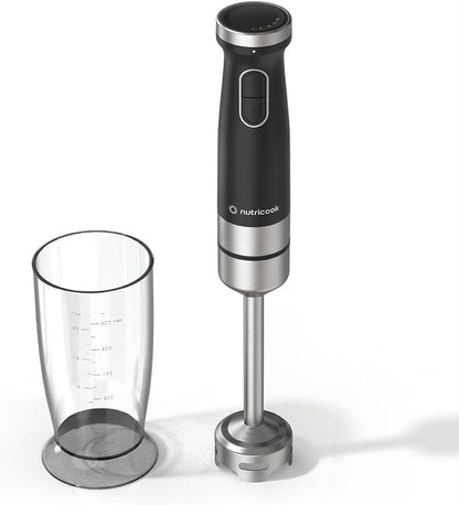 Nutricook Hand Blender | 1200W Powerful DC Motor, Variable Speed Control, Stainless Steel Shaft & 600ml Beaker – NC-HB150K (Black)