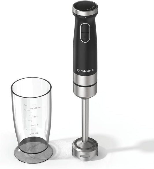 Nutricook Hand Blender | 1200W Powerful DC Motor, Variable Speed Control, Stainless Steel Shaft & 600ml Beaker – NC-HB150K (Black)