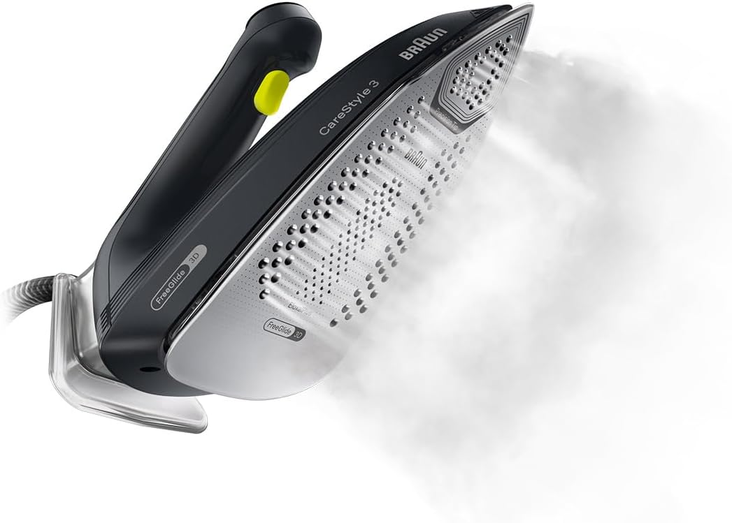 Braun CareStyle 3 IS3257BK, Steam Ironing Station with FreeGlide 3D Technology, 125 g/min Steam, Fast Heating, iCare Mode, Vertical Ironing, Removable 1.8 Litre Tank, 2200 W, Black