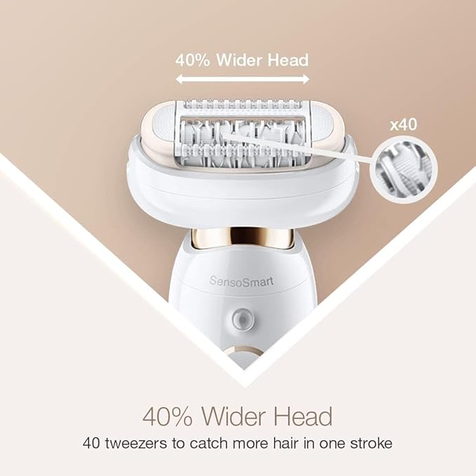Braun Silk-Epil 9 Flex Epilator for Women, Flexible Head for Easier Hair Removal, Anti-Slip Grip & Pressure Control, Smartlight to remove finest hair, Waterproof, Deep Body Exfoliation Brush