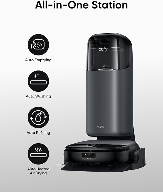eufy Omni S1,Robot Vacuum Cleaner with Mop, Incredible Suction, All-in-One Station, Smart Obstacle Avoidance, Lift Mop, Wi-Fi, App, Alexa, Corner-to-Edge Deep Cleaning
