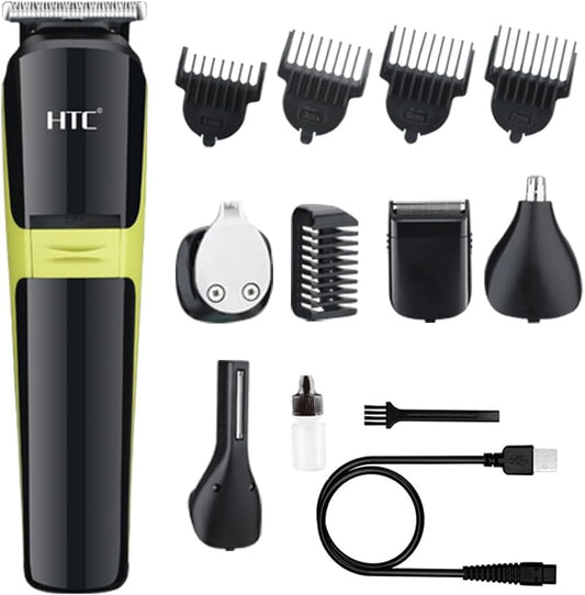 HTC Professional Hair Trimmer, 10-in-1 Multi-Grooming Kit, T-Blade Hair Trimmer, Body Trimmer, Nose and Ear Trimmer, Precision Hair Trimmer, Beard Trimmer Set for Men AT1326