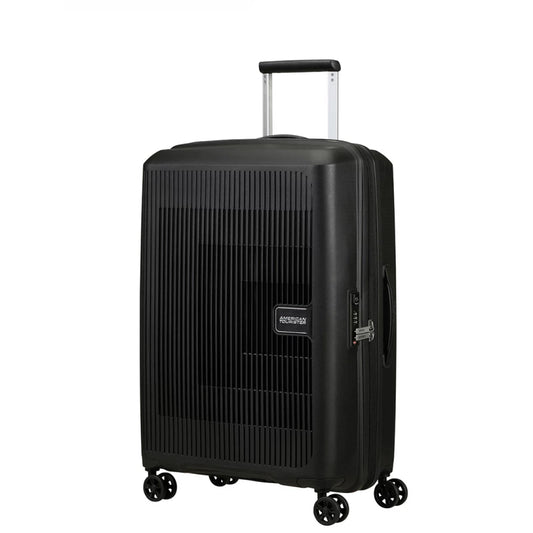 American Tourister Aerostep Medium Suitcase 67cm Black Expandable Luggage