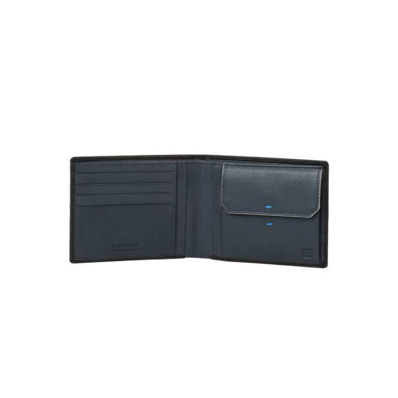 Samsonite Spectrolite SLG B 4CC2CC Leather Wallet Black and Night Blue RFID Protection