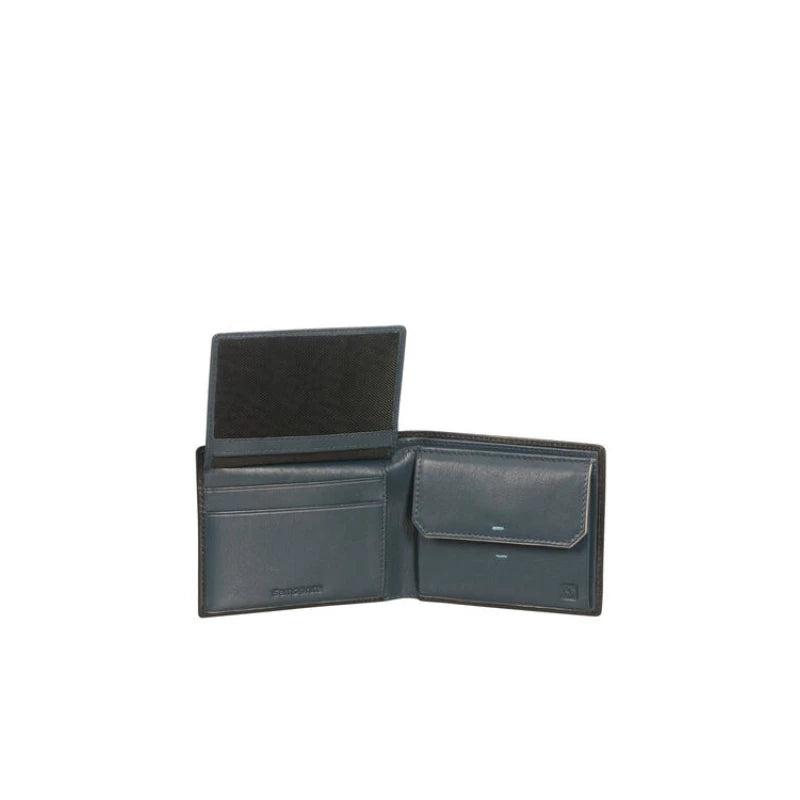 Samsonite Spectrolite SLG Leather Wallet Black and Night Blue RFID Protection
