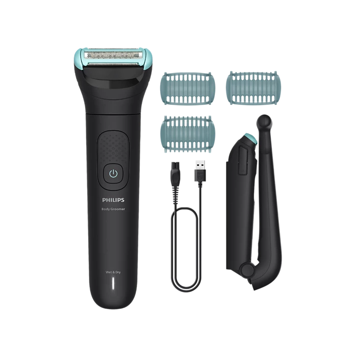 Philips Body Groomer 5000 Series, Triple Protect Shave System, Wet & Dry, 100 Min Run Time, Back Attachment, BG5475/15