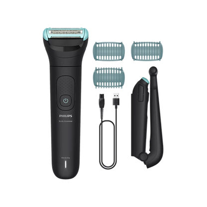 Philips Body Groomer 5000 Series, Triple Protect Shave System, Wet & Dry, 100 Min Run Time, Back Attachment, BG5475/15