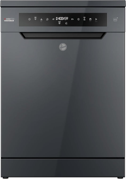 Hoover H-DISH 700 HF 4A4S3PSA-80 Free Standing Full Size Dishwasher, 14 Place Settings, Graphite, A Rated [Energy Class A]
