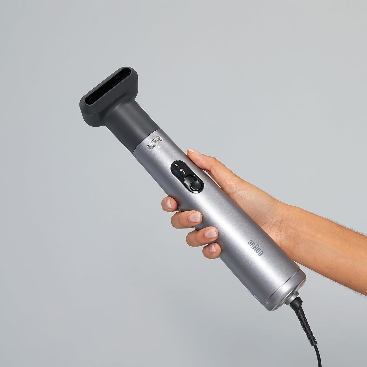 Braun Air Styler AS4.3, Advanced Care, Hair Drying, Volumiser and Smoothing, 1000 Watts, with 2 Attachment Drying Nozzle and Paddle Brush, Air Brush BRAS430SDE - Ionic Grey