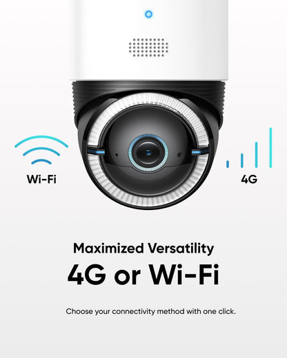eufy Security 4G LTE Cam S330, 4K Cellular Solar Security Cameras Wireless Outdoor, Pan and Tilt, 4G and Wi-Fi Duo-Mode, AI Tracking, with SIM Card and 32GB SD Card, No WiFi, No Problem