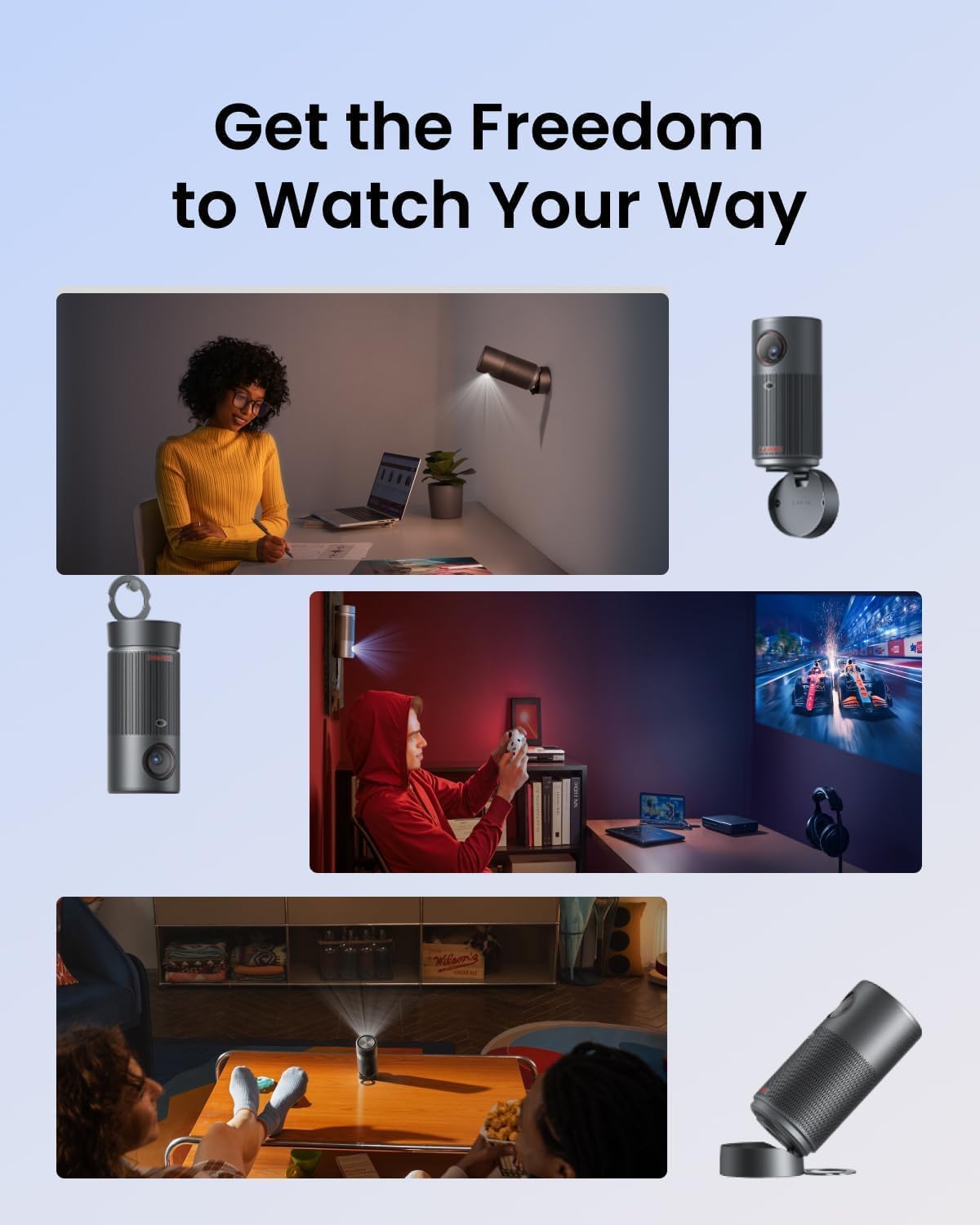 NEBULA Capsule Air Google TV Projector, Officially Licensed Netflix, 720p Smart Mini Projector with Wi-Fi, 2-4 Hours of Playtime, 100-Inch Display, Dolby Digital, Ultra Portable for Any Space