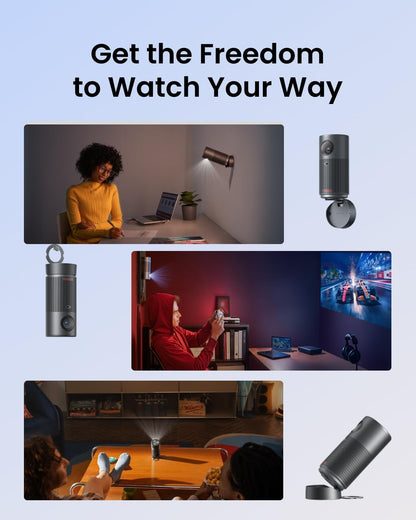NEBULA Capsule Air Google TV Projector, Officially Licensed Netflix, 720p Smart Mini Projector with Wi-Fi, 2-4 Hours of Playtime, 100-Inch Display, Dolby Digital, Ultra Portable for Any Space