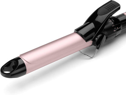 BaByliss 25mm Sublim’ Touch Pro Curling Iron | 180°C Salon Heat | 10 Adjustable Temperature Settings | Ceramic Coating | Cool Tip & Heat Protection Stand, Black/Pink - C325SDE