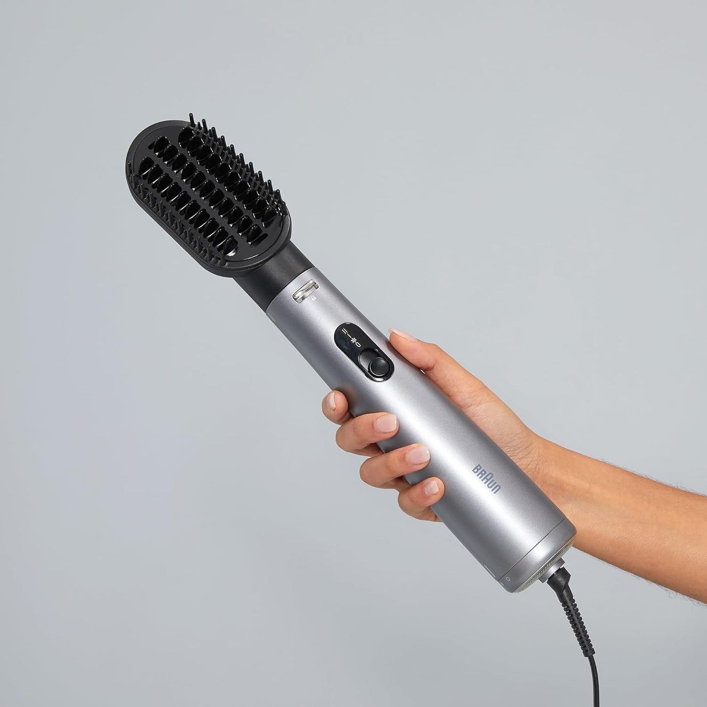 Braun Air Styler AS4.3, Advanced Care, Hair Drying, Volumiser and Smoothing, 1000 Watts, with 2 Attachment Drying Nozzle and Paddle Brush, Air Brush BRAS430SDE - Ionic Grey