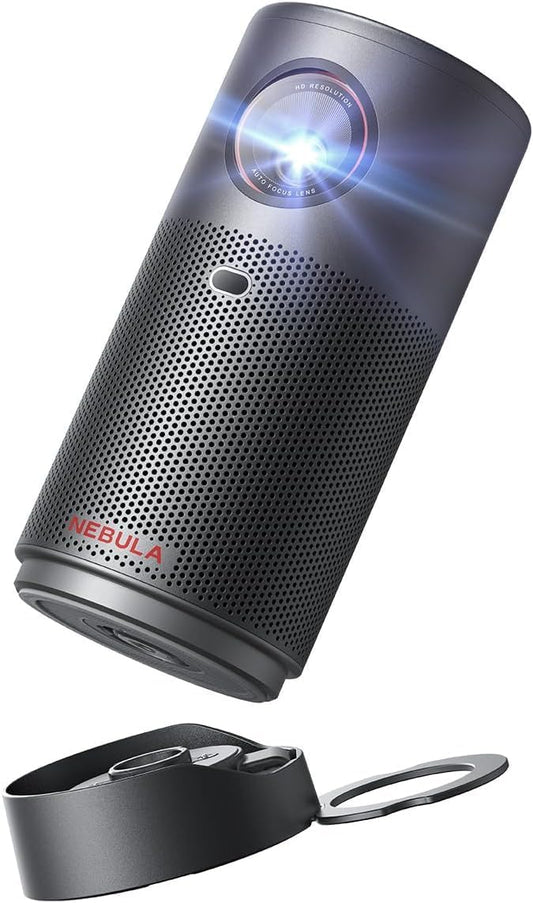 NEBULA Capsule Air Google TV Projector, Officially Licensed Netflix, 720p Smart Mini Projector with Wi-Fi, 2-4 Hours of Playtime, 100-Inch Display, Dolby Digital, Ultra Portable for Any Space