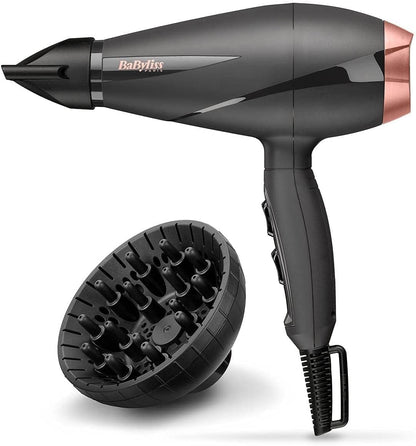 BaByliss Paris Hair Dryer, Salon-grade Motor With 2100w & Ionic Frizz-control, 6mm Ultra-slim Concentrator Nozzle With Lockable Cold Shot, Italian-made For Lasting Performance, 6709DSDE (Black)