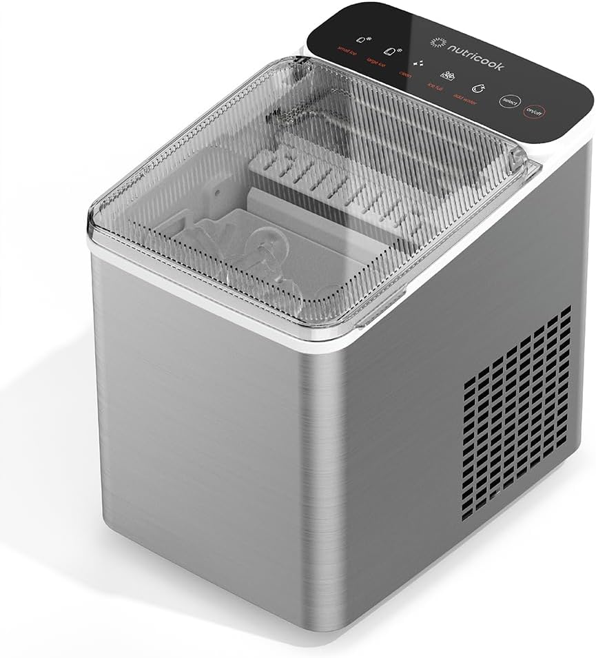 Nutricook Ice Maker NC-ICY510S, Bullet Ice in 7 Minutes, Self-Cleaning, 150W, Silver
