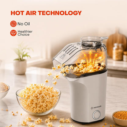 Nutricook Popcorn Maker | 16-Cup Oil-Free Hot Air Popper, Measuring Cup & Butter Melter – NC-PM150BG (Beige)