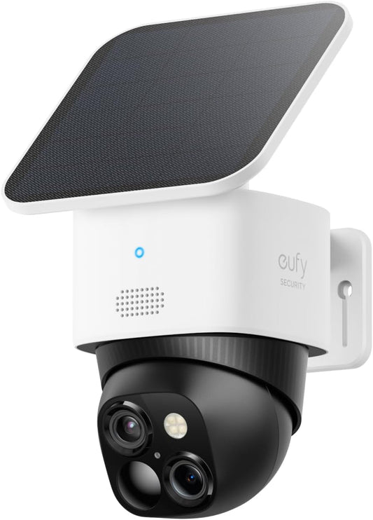 eufy Security 3K Dual Camera, SoloCam S340, Solar Security Cameras Wireless Outdoor, Cameras for Home Security, 360°Coverage, Pan & Tilt, No Blind Spots, No Monthly Fee, Built-in 8GB