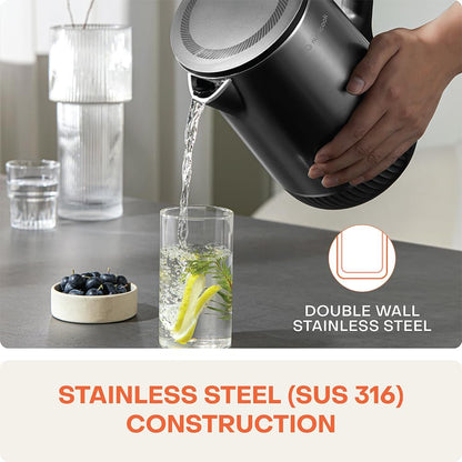 Nutricook Stainless Steel Electric kettle 1.7L, 1800W, Patented U-shaped rust resistant interior with 3-dimensional fast heating technology, surgical grade steel, NC-USK501,2-Year Warranty