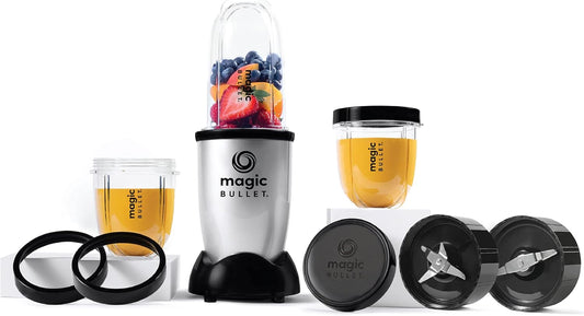 Magic Bullet 400 Watts, 9 Piece Set, Multi-Function High Speed Blender, Mixer System with Nutrient Extractor, Smoothie Maker, Silver, 2 Years Warranty