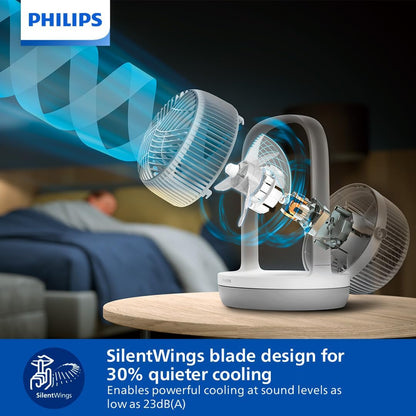 Philips Table Fan, Airflow 738m³/h, Sleep Mode, 180° Tilt