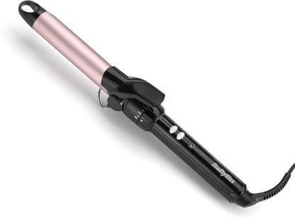 BaByliss 25mm Sublim’ Touch Pro Curling Iron | 180°C Salon Heat | 10 Adjustable Temperature Settings | Ceramic Coating | Cool Tip & Heat Protection Stand, Black/Pink - C325SDE