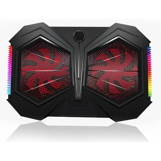 YL-017 Gaming Laptop Cooling Pad Stand, 2x Large LED Fans, RGB Side Lights, 2 x USB Ports, For 12 to17" Laptops