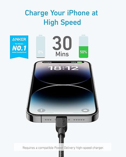 A81B5H11 Anker 322 USB-C to Lightning Cable (3ft Braided) Black