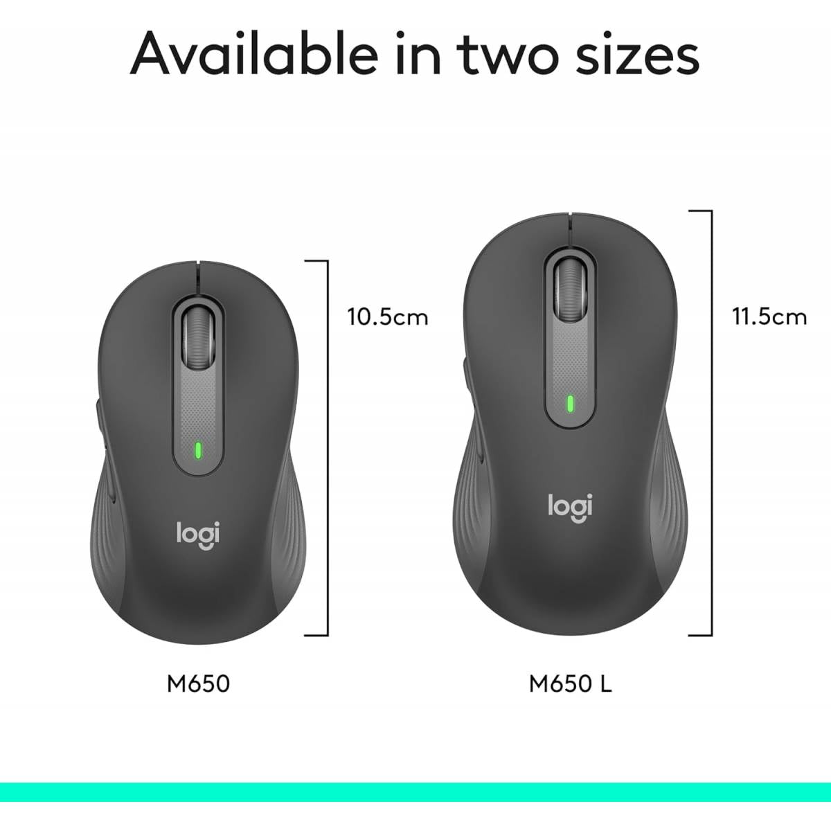 Logitech Left Handed Wireless Mouse Signature M650 L Full Size - 2 Year Battery, Silent Clicks, Customizable Buttons, Bluetooth, PC/Mac/Chromebook - Graphite, Large