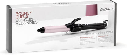 BaByliss 25mm Sublim’ Touch Pro Curling Iron | 180°C Salon Heat | 10 Adjustable Temperature Settings | Ceramic Coating | Cool Tip & Heat Protection Stand, Black/Pink - C325SDE