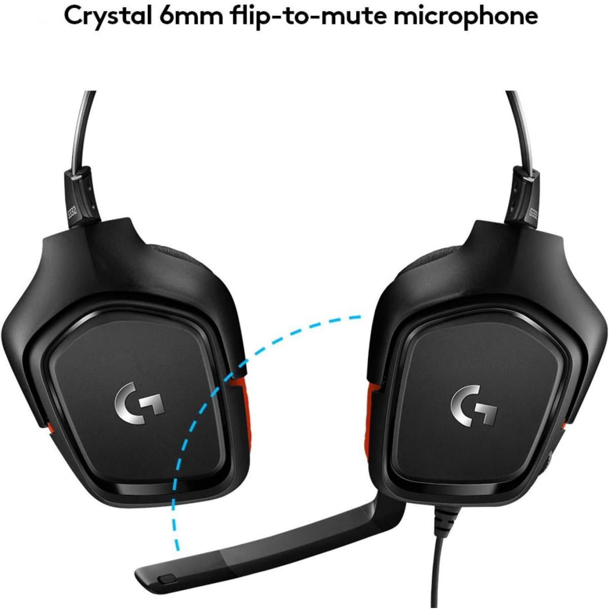 Logitech G332 Wired Gaming Headset, Rotating Leatherette Ear Cups, 3.5 mm Audio Jack, Flip-to-Mute Mic