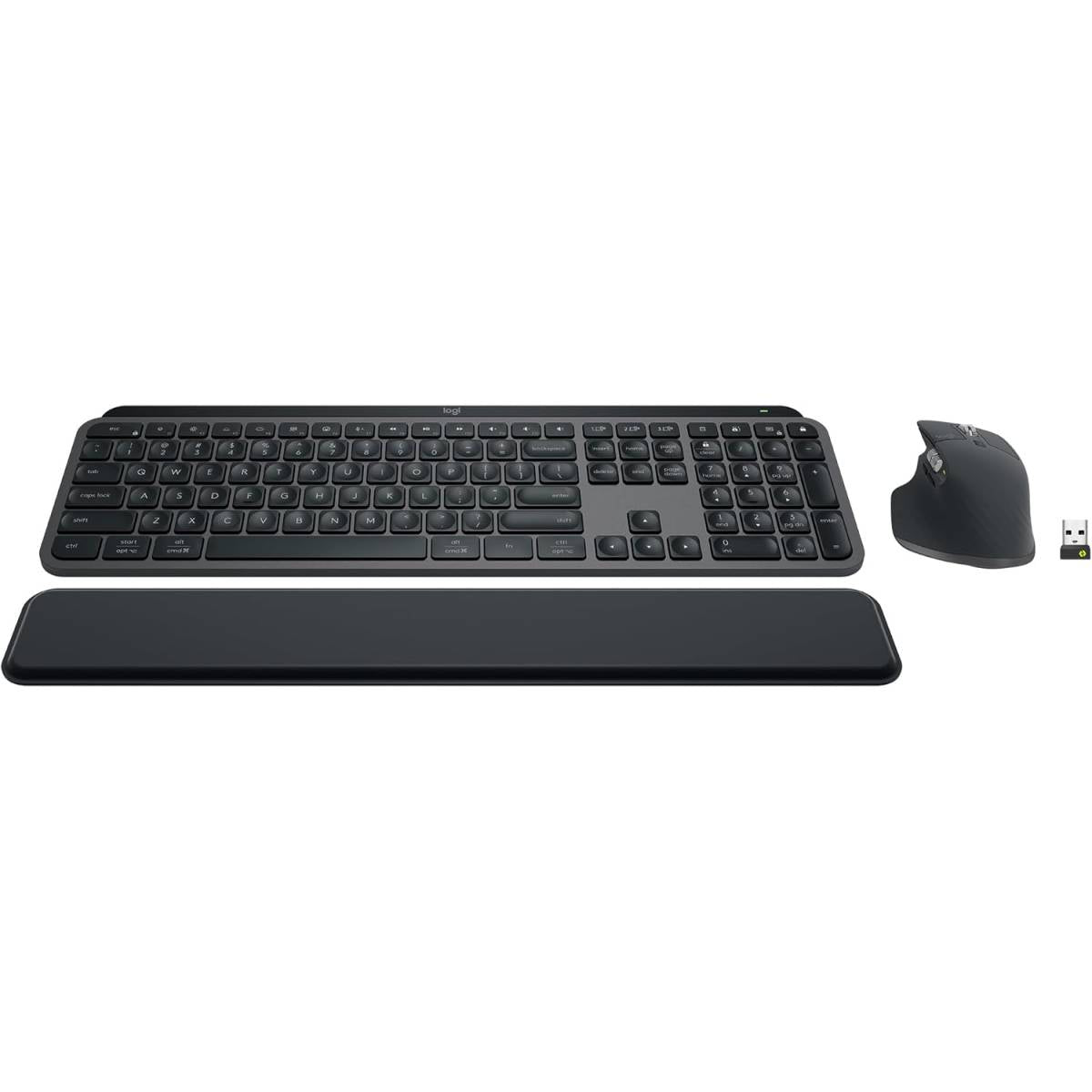 Logitech MX Keys S Combo - Performance Wireless Keyboard and Mouse with Palm Rest, Customizable Illumination, Fast Scrolling, Bluetooth, USB C, for Windows, Linux, Chrome, Mac,Color Graphite