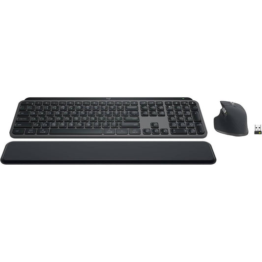 Logitech MX Keys S Combo - Performance Wireless Keyboard and Mouse with Palm Rest, Customizable Illumination, Fast Scrolling, Bluetooth, USB C, for Windows, Linux, Chrome, Mac,Color Graphite