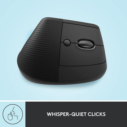Logitech Lift Vertical Ergonomic Mouse, Wireless, Bluetooth or Logi Bolt USB receiver, Quiet clicks, 4 buttons