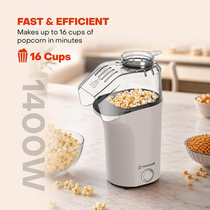 Nutricook Popcorn Maker | 16-Cup Oil-Free Hot Air Popper, Measuring Cup & Butter Melter – NC-PM150BG (Beige)