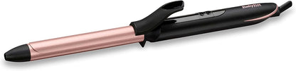 BaByliss Rose Quartz 19mm Curling Tong | Advanced Ceramics Ultra-Fast Heat Up Hair Curling Iron | Non Ionic 2.5m Swivel Cord | 6 Heat Settings From 160°C-210°C With Auto Shut Off | C450SDE (Rose Gold)