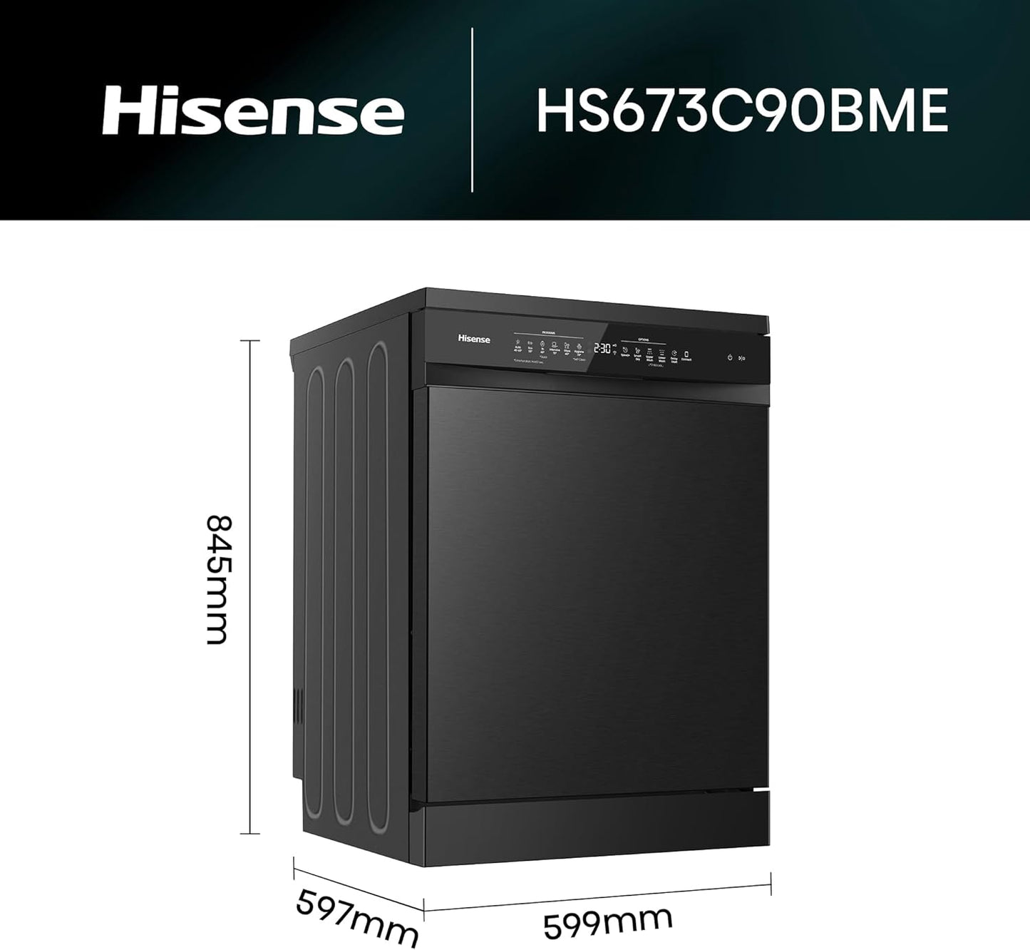 Hisense Dishwasher 16 Place Settings WIFI Connectivity Smart Dry Three Level Wash Start Delay Child Lock Inverter Technology HS673C90BME