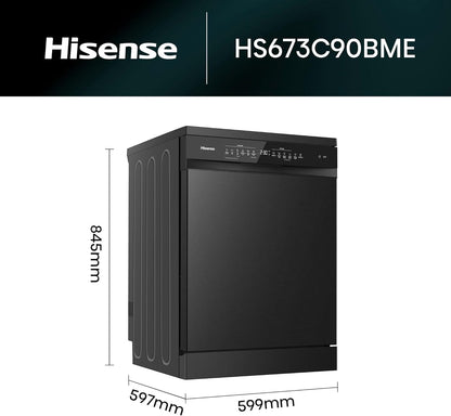 Hisense Dishwasher 16 Place Settings WIFI Connectivity Smart Dry Three Level Wash Start Delay Child Lock Inverter Technology HS673C90BME