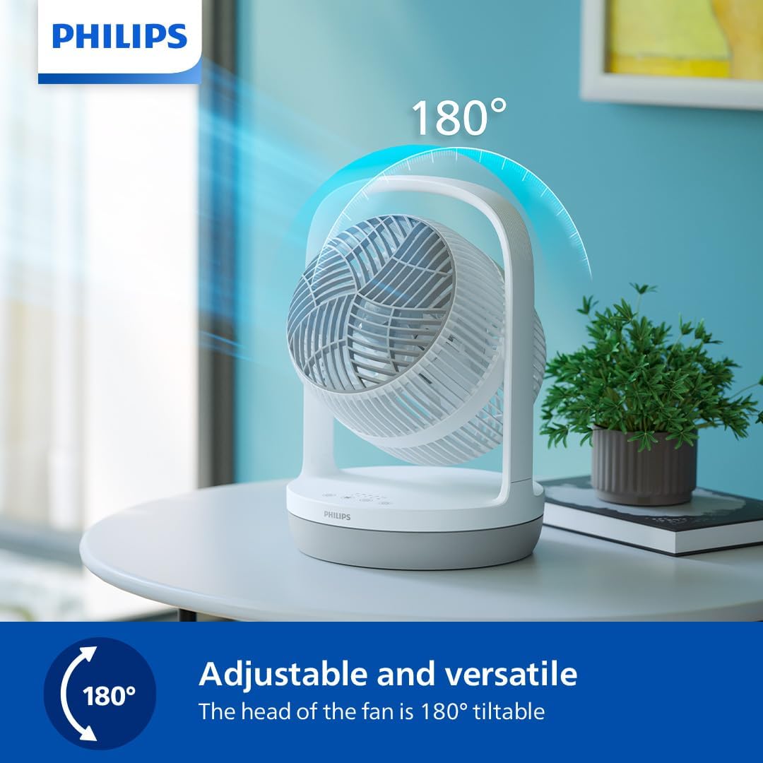 Philips Table Fan, Airflow 738m³/h, Sleep Mode, 180° Tilt