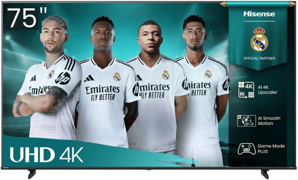 Hisense 75-Inch 4K UHD Smart TV (75A61Q, 2025) — VIDAA OS | Dolby Atmos & Dolby Audio | Game Mode PLUS (VRR, ALLM) | 4K AI Upscaler, Voice Remote, Wi-Fi, Bluetooth, HDMI eARC