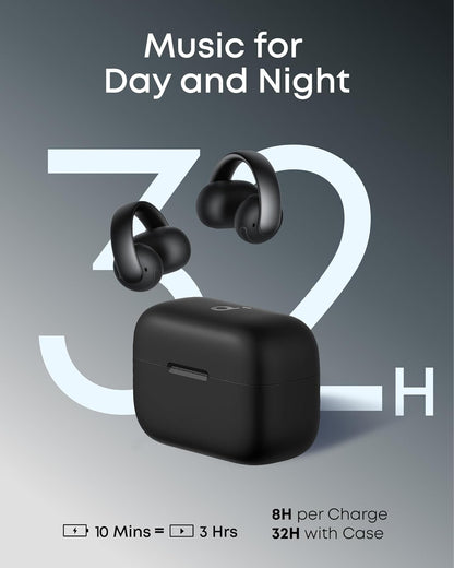 Soundcore AeroClip by Anker, Open-Ear Earbuds, Clip-On Headphones, Adaptive Comfort, Clear Calls with 4 Mics and AI, Stable Fit, 12mm Drivers for Powerful Bass, Hi-Res, Open-Ring Design