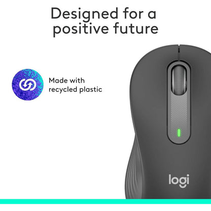 Logitech Left Handed Wireless Mouse Signature M650 L Full Size - 2 Year Battery, Silent Clicks, Customizable Buttons, Bluetooth, PC/Mac/Chromebook - Graphite, Large